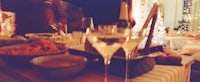 glasses of wine on a table
