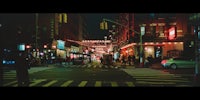 an image of a city street at night